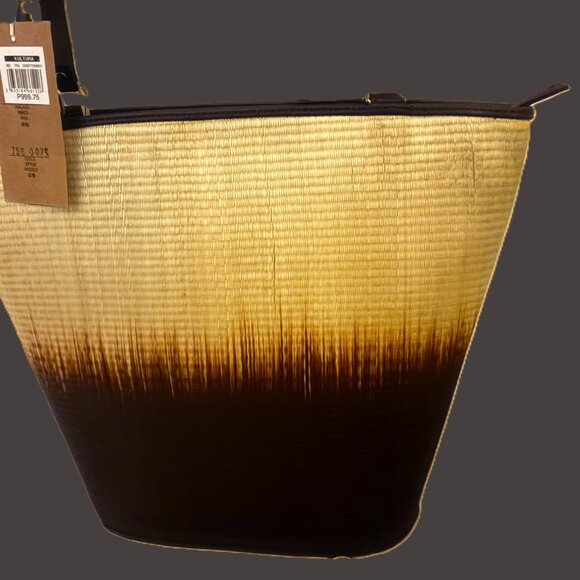 Sac Buri Palm Rattan Woven Ombre' Philippine's Shoulder Bag w/ Gold Hardware NWT - Picture 9 of 12